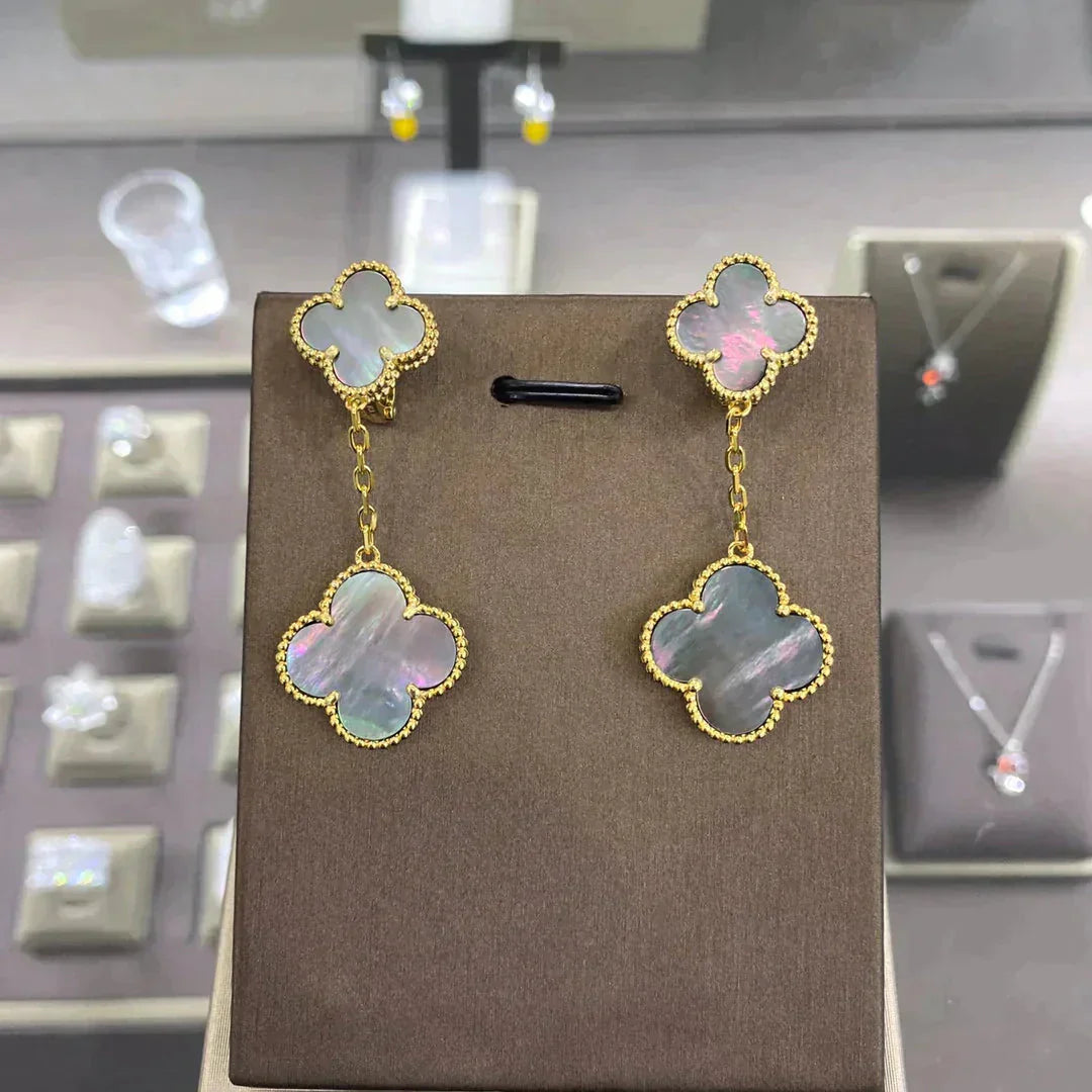 [Love Lucky]CLOVER 2 MOTIFS  EARRINGS (MULTIPLE CHOICESC