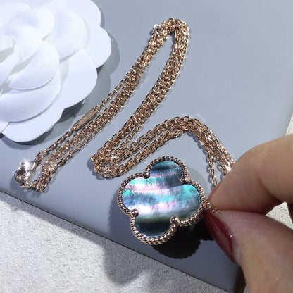 [Love Lucky]CLOVER 25MM GOLD DARK MOP BIG CLOVER NECKLACE