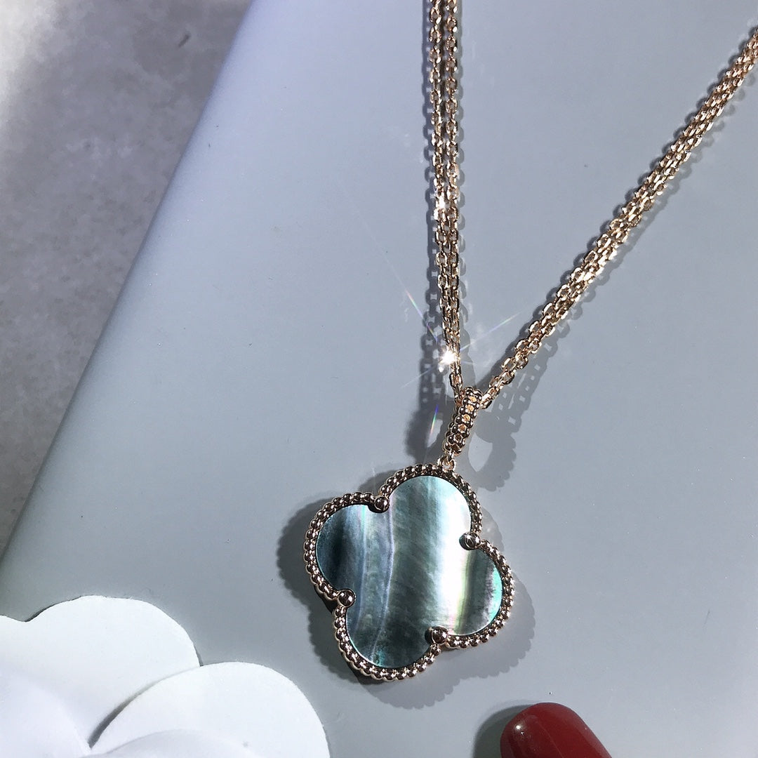 [Love Lucky]CLOVER 25MM GOLD DARK MOP BIG CLOVER NECKLACE