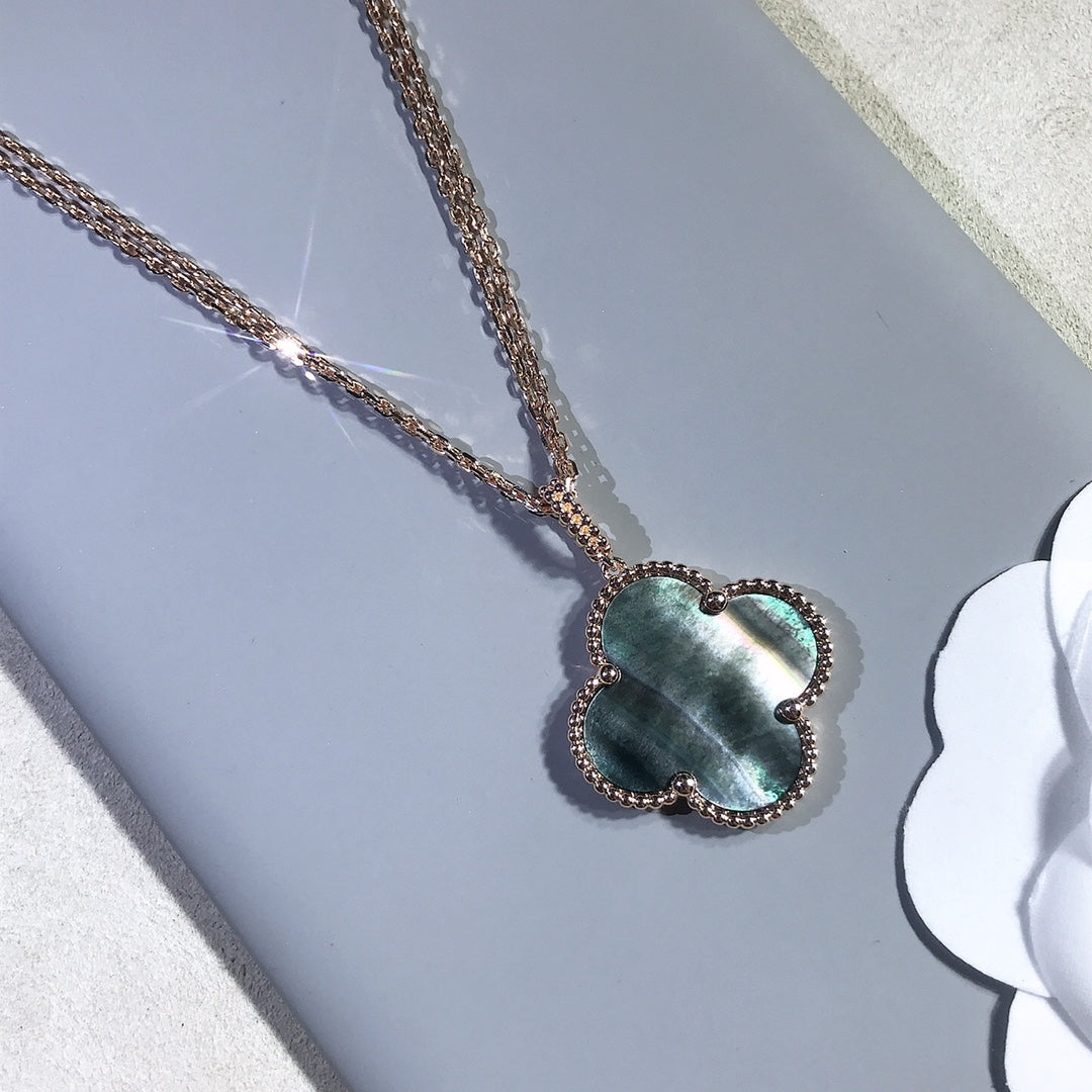 [Love Lucky]CLOVER 25MM GOLD DARK MOP BIG CLOVER NECKLACE
