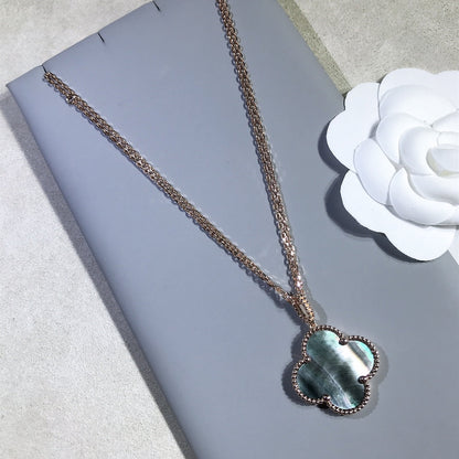 [Love Lucky]CLOVER 25MM GOLD DARK MOP BIG CLOVER NECKLACE