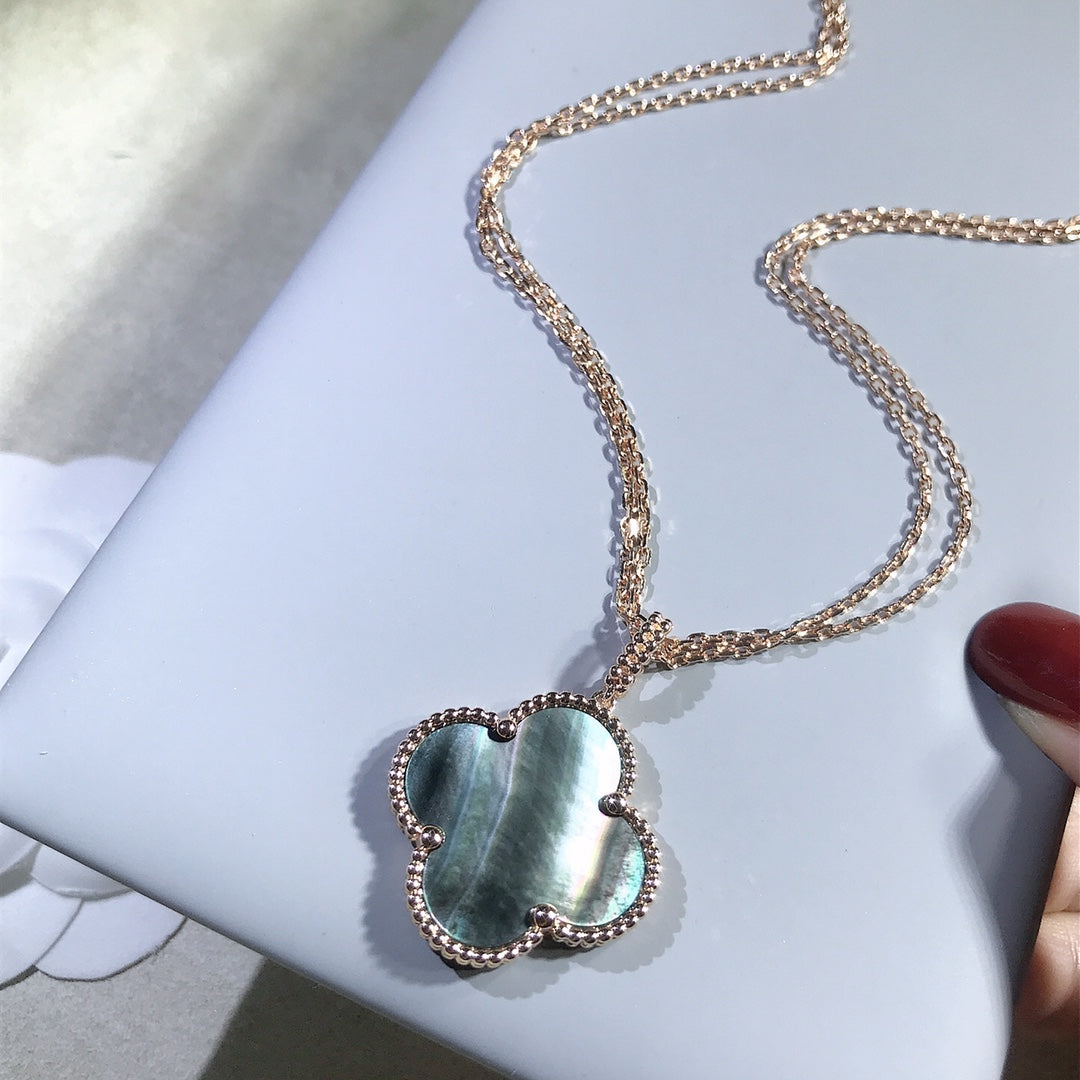 [Love Lucky]CLOVER 25MM GOLD DARK MOP BIG CLOVER NECKLACE