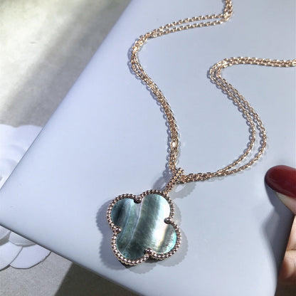 [Love Lucky]CLOVER 25MM GOLD DARK MOP BIG CLOVER NECKLACE