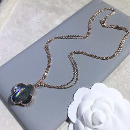 [Love Lucky]CLOVER 25MM GOLD DARK MOP BIG CLOVER NECKLACE