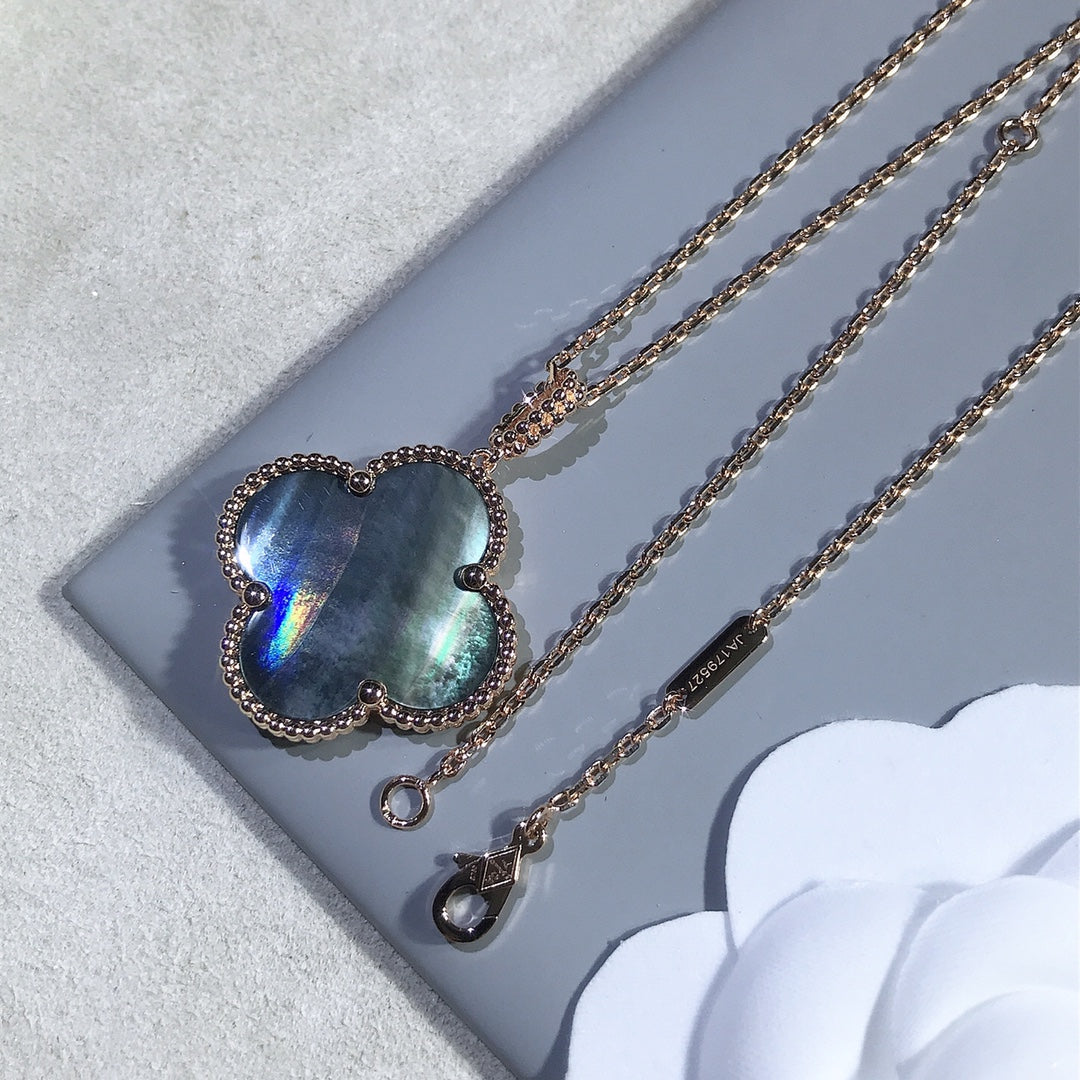 [Love Lucky]CLOVER 25MM GOLD DARK MOP BIG CLOVER NECKLACE
