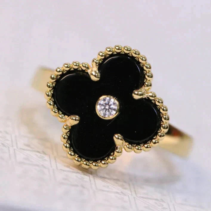 [Love Lucky]CLOVER ONYX RING GOLD DIAMOND