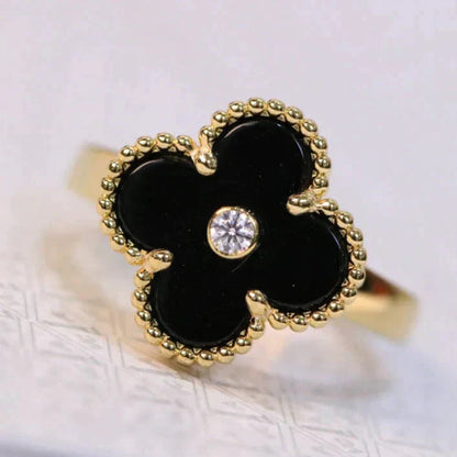 [Love Lucky]CLOVER ONYX RING GOLD DIAMOND