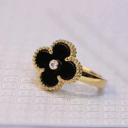 [Love Lucky]CLOVER ONYX RING GOLD DIAMOND