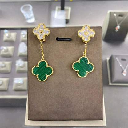 [Love Lucky]CLOVER  2 MOTIFS  DIAMOND  EARRINGS (MULTIPLE CHOICESç´