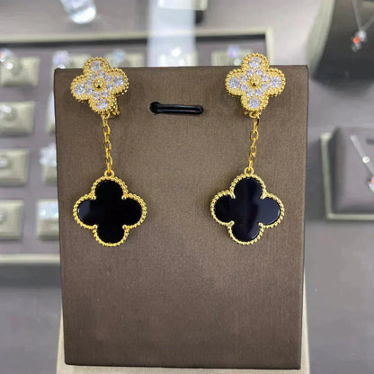 [Love Lucky]CLOVER  2 MOTIFS  DIAMOND  EARRINGS (MULTIPLE CHOICESç´