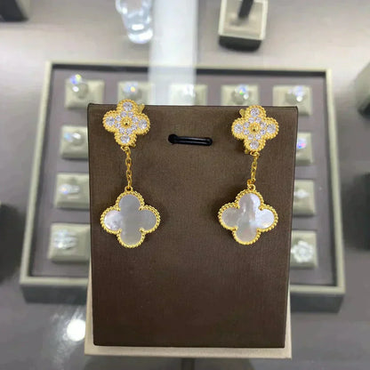 [Love Lucky]CLOVER  2 MOTIFS  DIAMOND  EARRINGS (MULTIPLE CHOICESç´