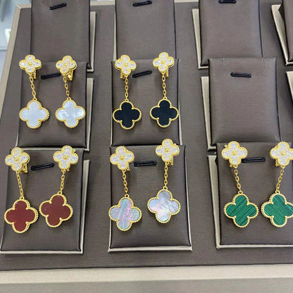 [Love Lucky]CLOVER  2 MOTIFS  DIAMOND  EARRINGS (MULTIPLE CHOICESç´