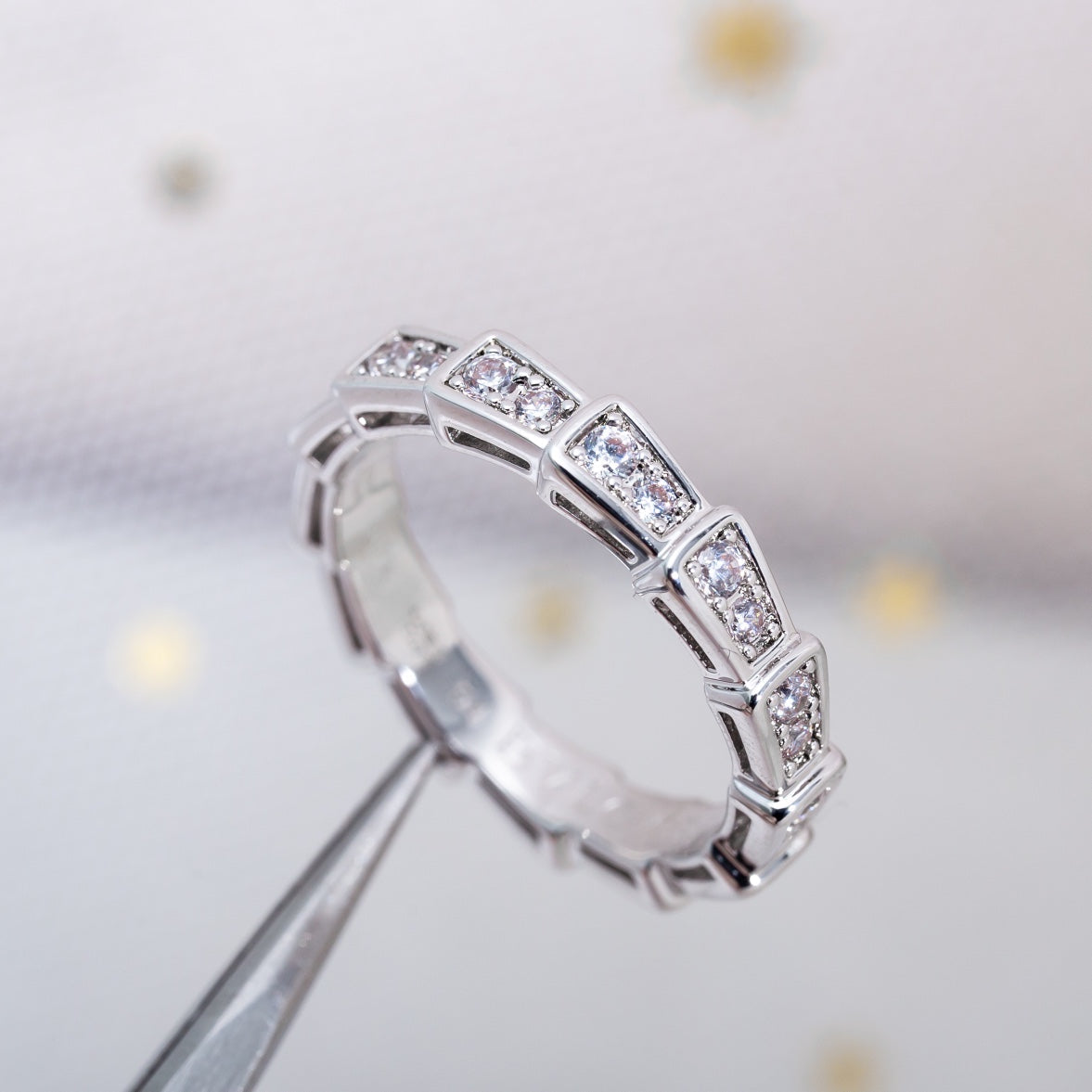 [Love Lucky]SERPENTI RING SILVER DIAMOND PAVED 3MM