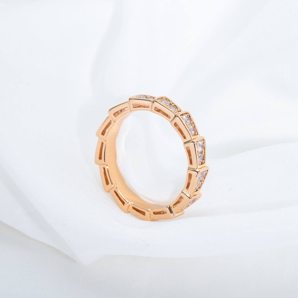 [Love Lucky]SERPENTI RING PINK GOLD DIAMOND PAVED 3MM