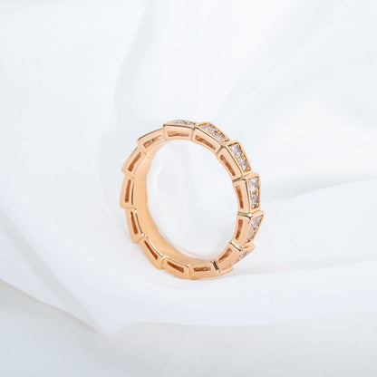 [Love Lucky]SERPENTI RING PINK GOLD DIAMOND PAVED 3MM