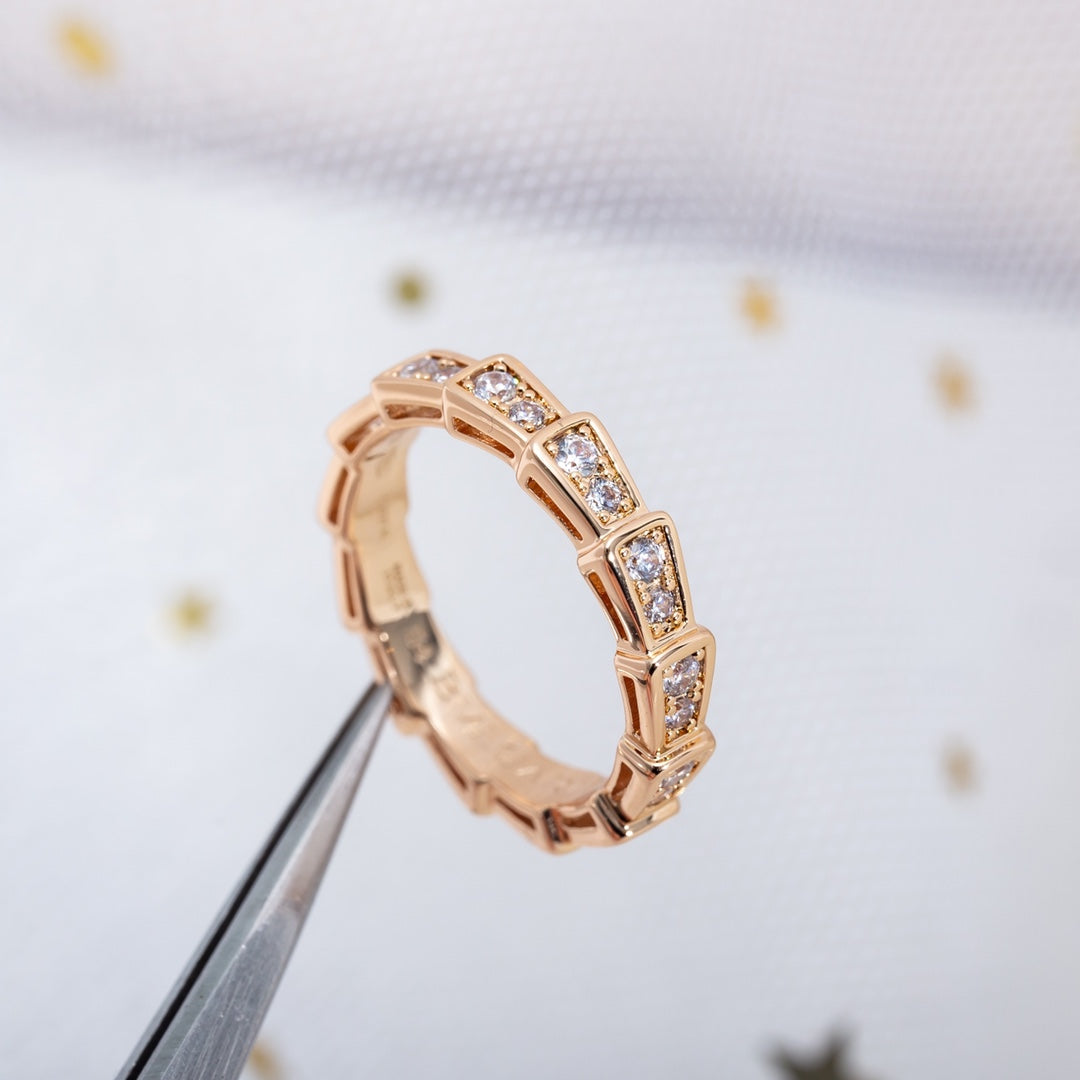 [Love Lucky]SERPENTI RING PINK GOLD DIAMOND PAVED 3MM