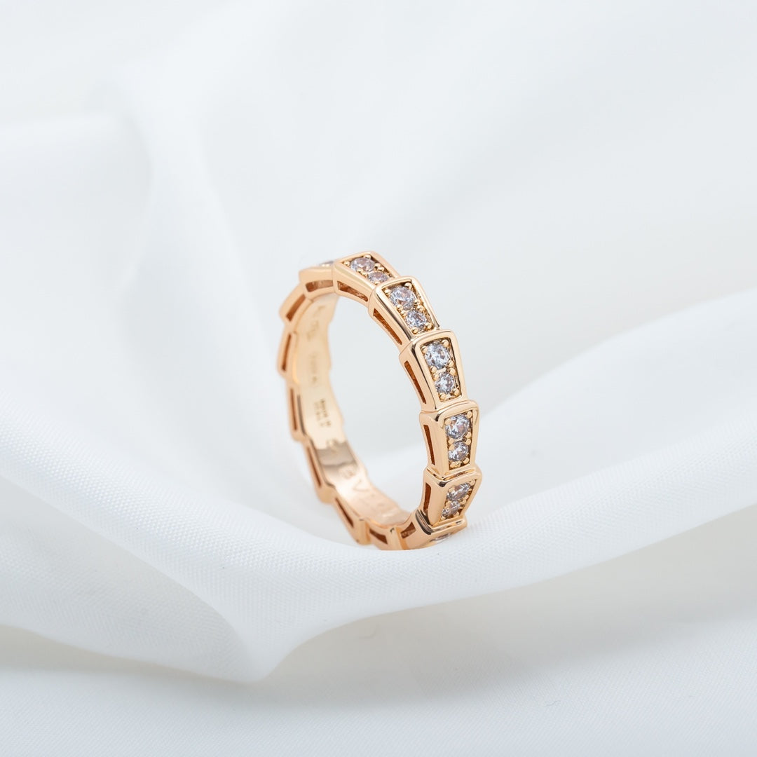 [Love Lucky]SERPENTI RING PINK GOLD DIAMOND PAVED 3MM
