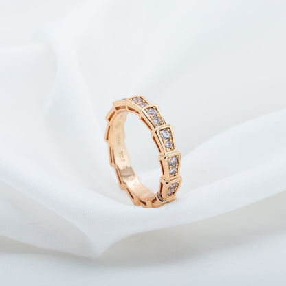 [Love Lucky]SERPENTI RING PINK GOLD DIAMOND PAVED 3MM