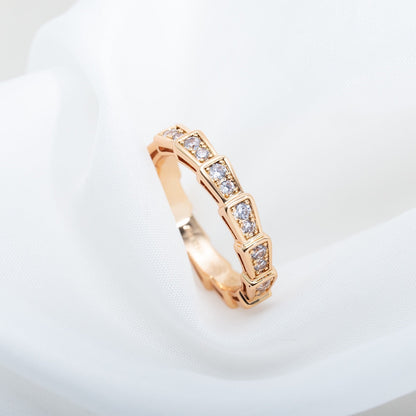 [Love Lucky]SERPENTI RING PINK GOLD DIAMOND PAVED 3MM