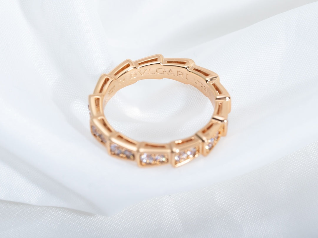 [Love Lucky]SERPENTI RING PINK GOLD DIAMOND PAVED 3MM