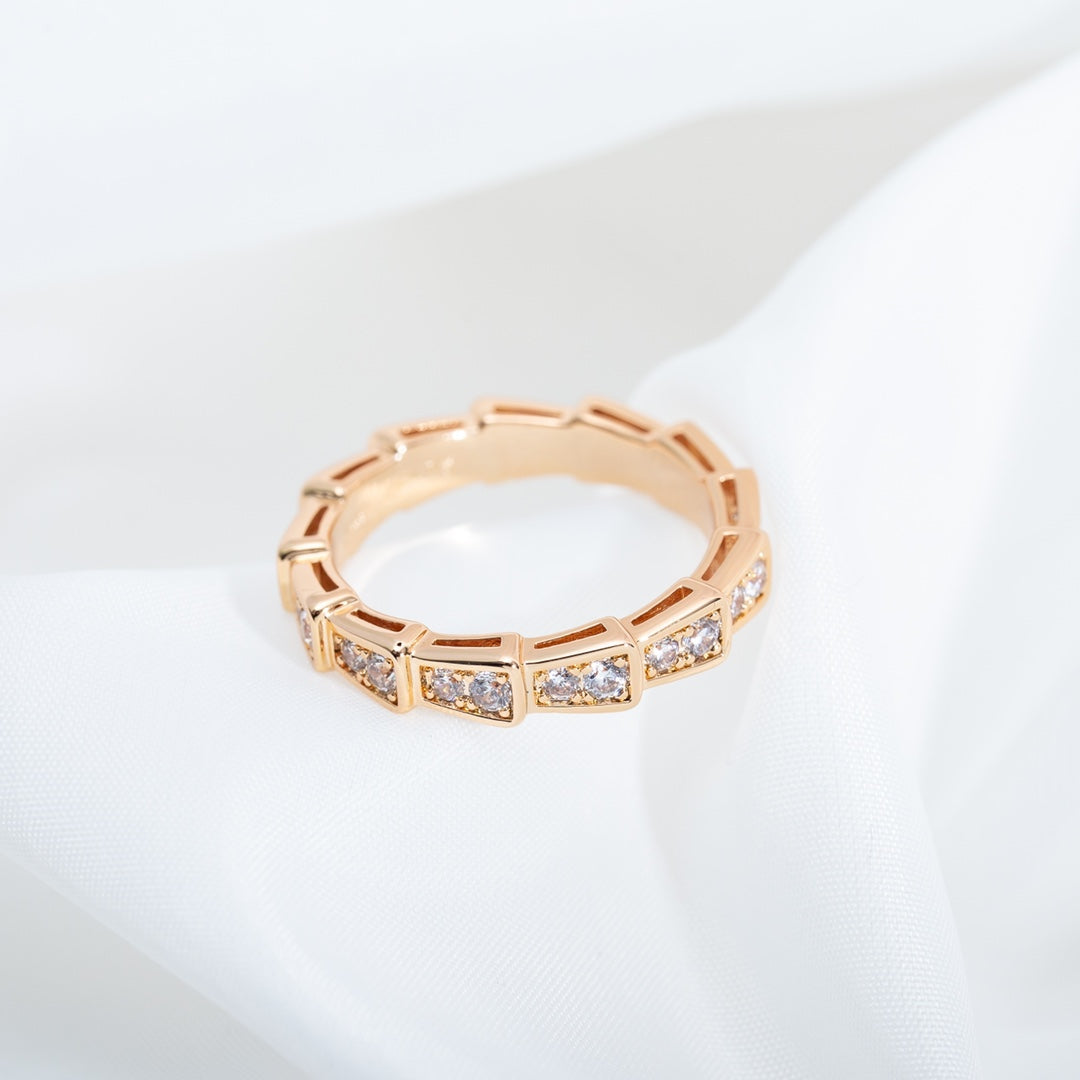 [Love Lucky]SERPENTI RING PINK GOLD DIAMOND PAVED 3MM