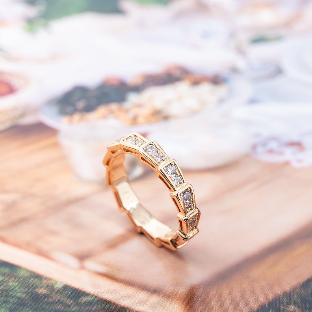 [Love Lucky]SERPENTI RING PINK GOLD DIAMOND PAVED 3MM