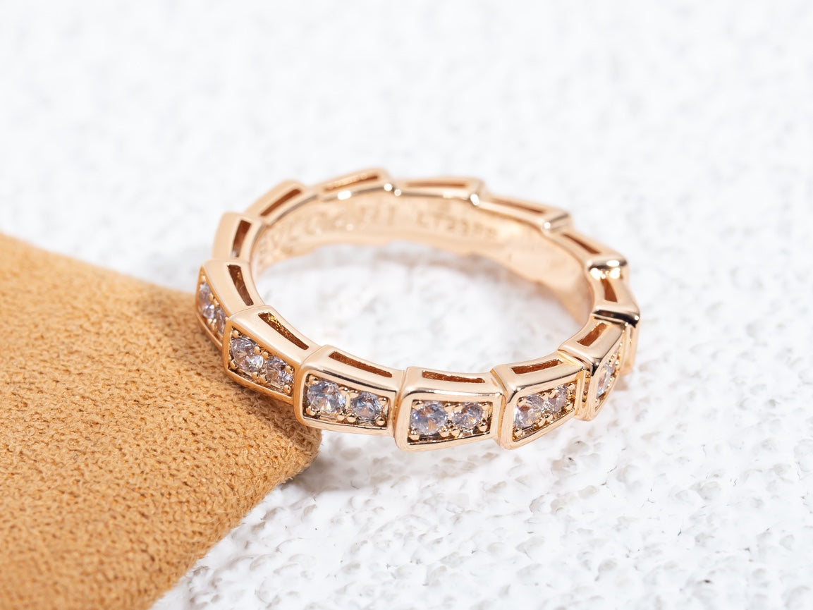 [Love Lucky]SERPENTI RING PINK GOLD DIAMOND PAVED 3MM