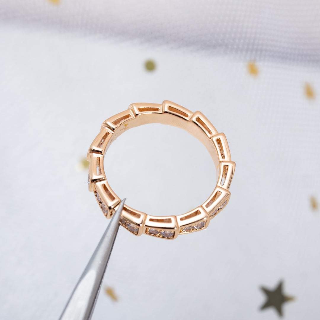 [Love Lucky]SERPENTI RING PINK GOLD DIAMOND PAVED 3MM
