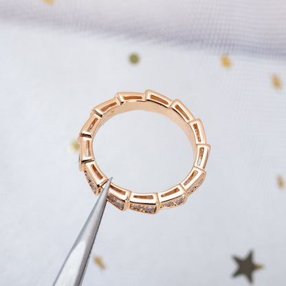 [Love Lucky]SERPENTI RING PINK GOLD DIAMOND PAVED 3MM