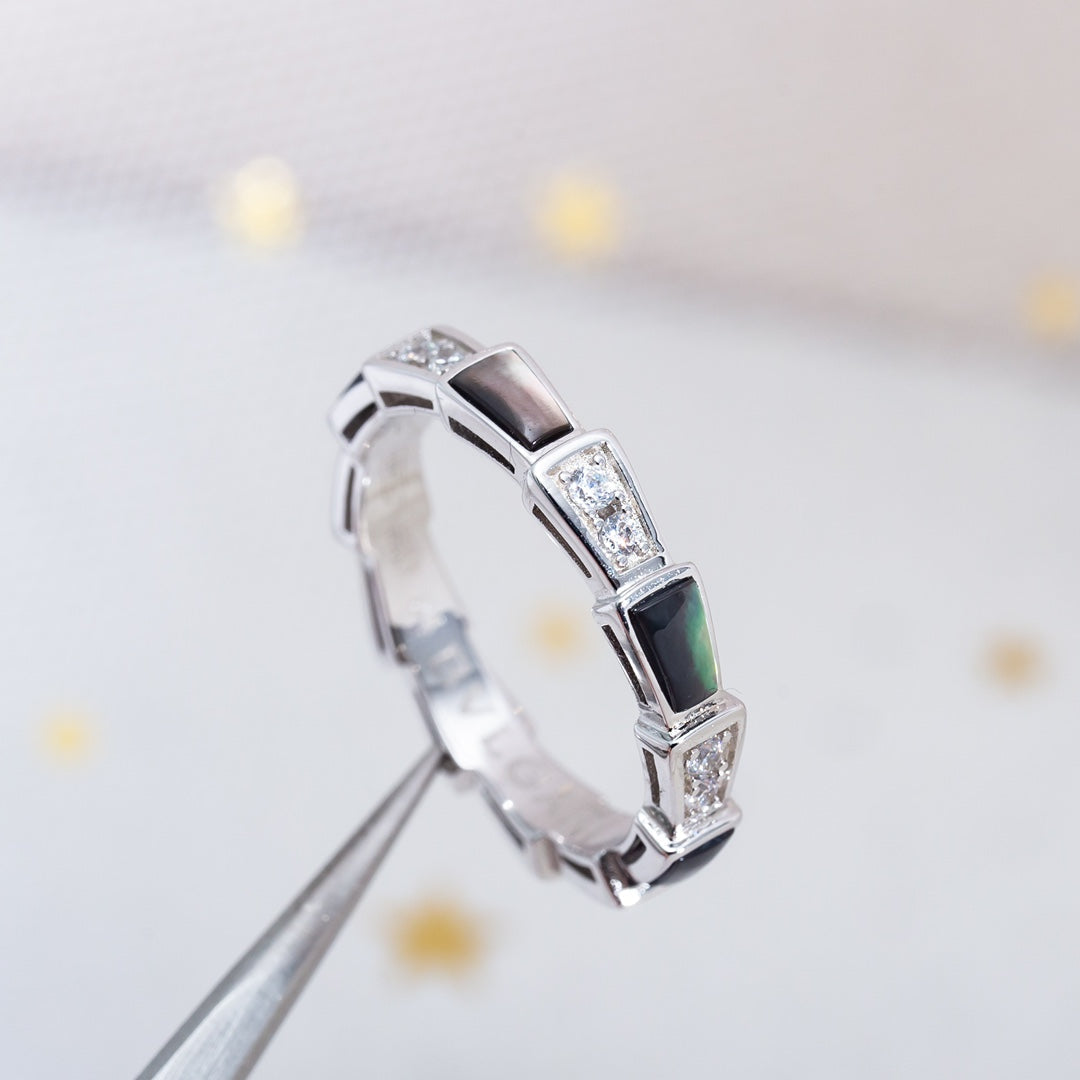 [Love Lucky]SERPENTI RING SILVER  DIAMOND BLACK MOP 3MM