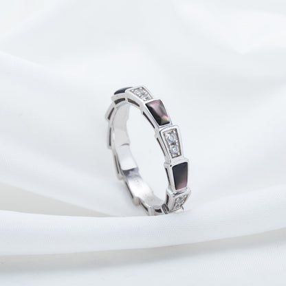 [Love Lucky]SERPENTI RING SILVER  DIAMOND BLACK MOP 3MM
