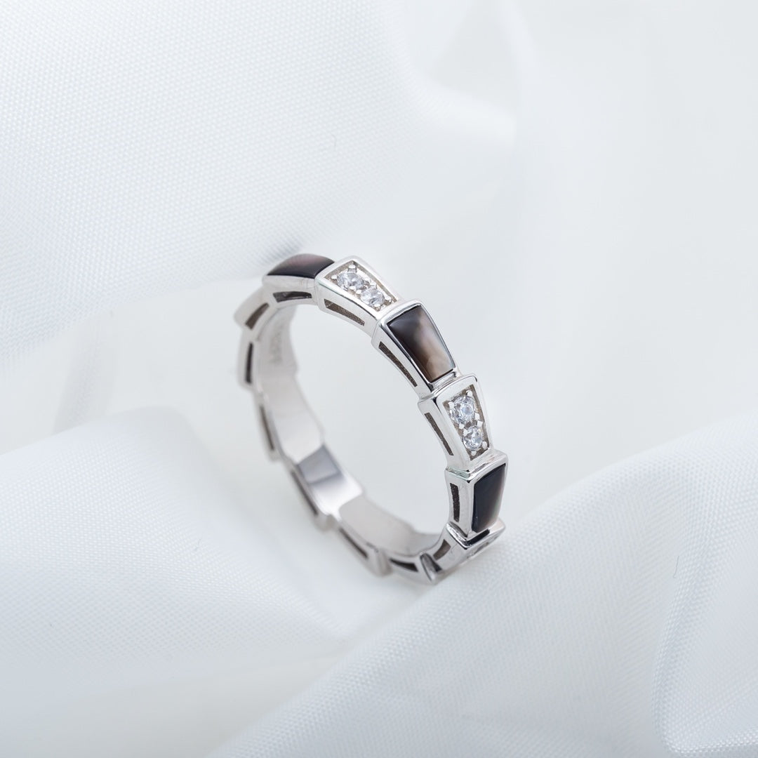 [Love Lucky]SERPENTI RING SILVER  DIAMOND BLACK MOP 3MM