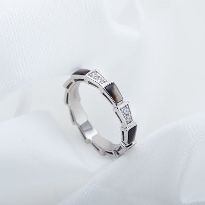 [Love Lucky]SERPENTI RING SILVER  DIAMOND BLACK MOP 3MM