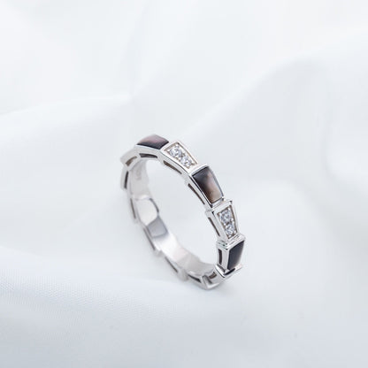 [Love Lucky]SERPENTI RING SILVER  DIAMOND BLACK MOP 3MM