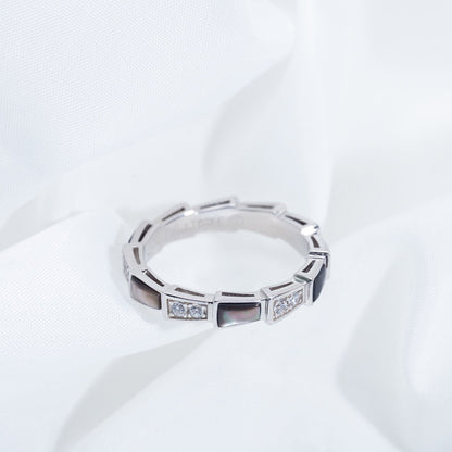 [Love Lucky]SERPENTI RING SILVER  DIAMOND BLACK MOP 3MM
