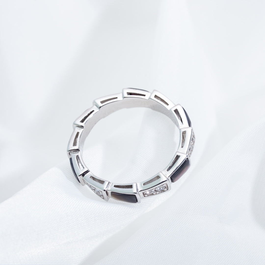 [Love Lucky]SERPENTI RING SILVER  DIAMOND BLACK MOP 3MM