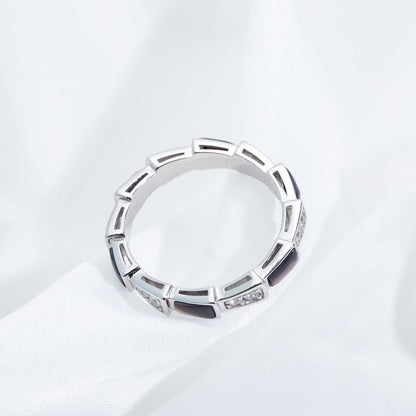 [Love Lucky]SERPENTI RING SILVER  DIAMOND BLACK MOP 3MM