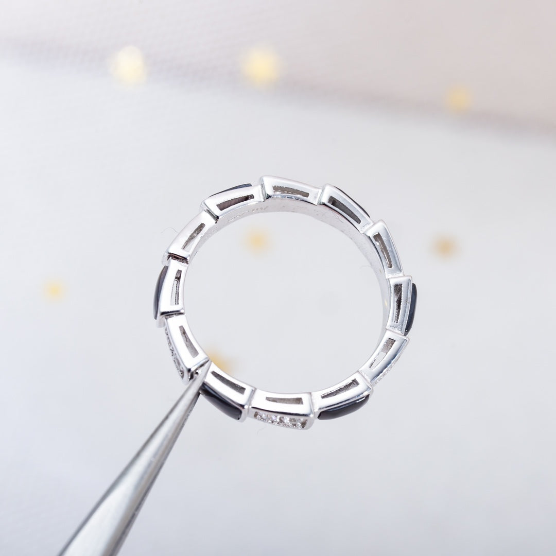 [Love Lucky]SERPENTI RING SILVER  DIAMOND BLACK MOP 3MM