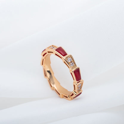 [Love Lucky]SERPENTI RING PINK GOLD CARNELIAN DIAMOND 3MM