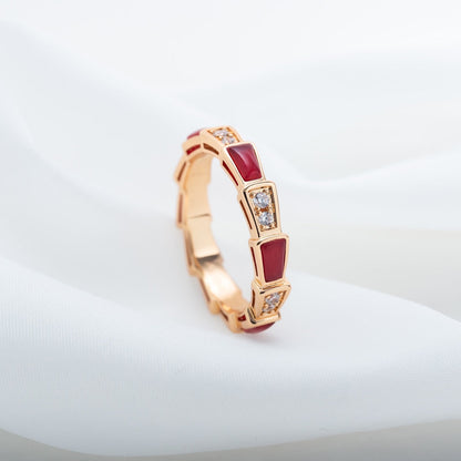 [Love Lucky]SERPENTI RING PINK GOLD CARNELIAN DIAMOND 3MM