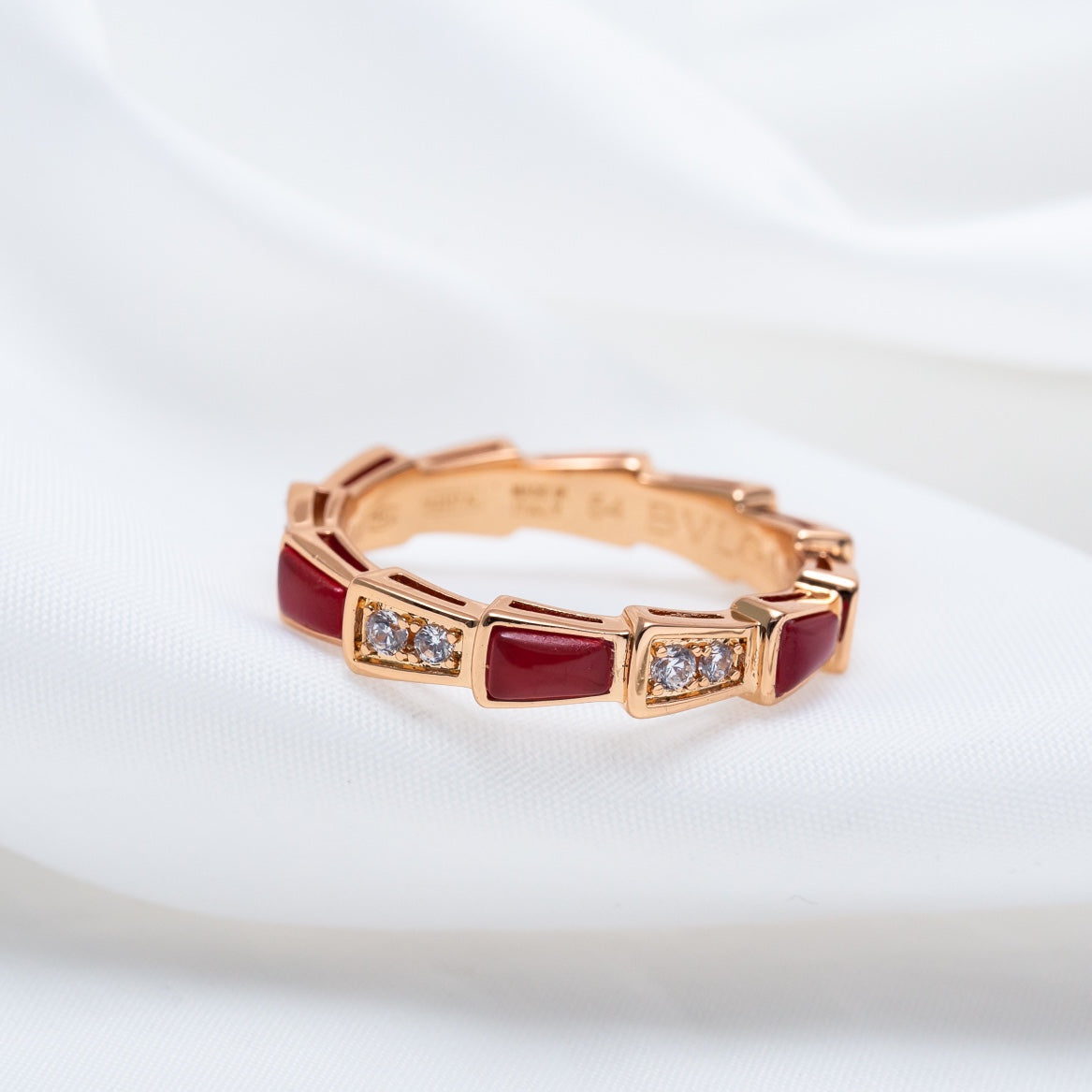 [Love Lucky]SERPENTI RING PINK GOLD CARNELIAN DIAMOND 3MM