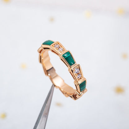 [Love Lucky]SERPENTI RING PINK GOLD MALACHITE DIAMOND 3MM