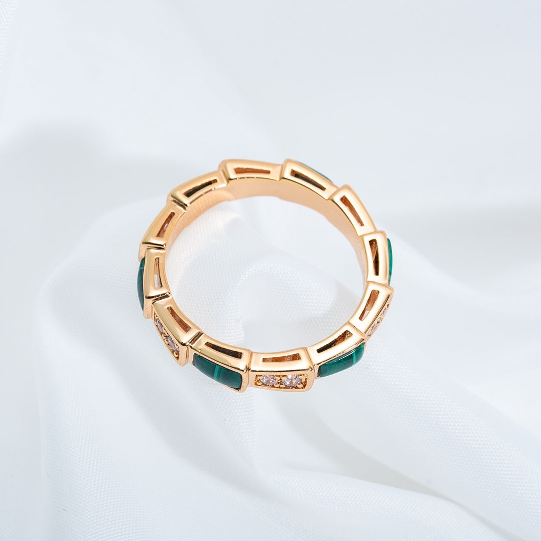 [Love Lucky]SERPENTI RING PINK GOLD MALACHITE DIAMOND 3MM
