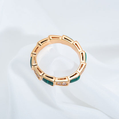 [Love Lucky]SERPENTI RING PINK GOLD MALACHITE DIAMOND 3MM