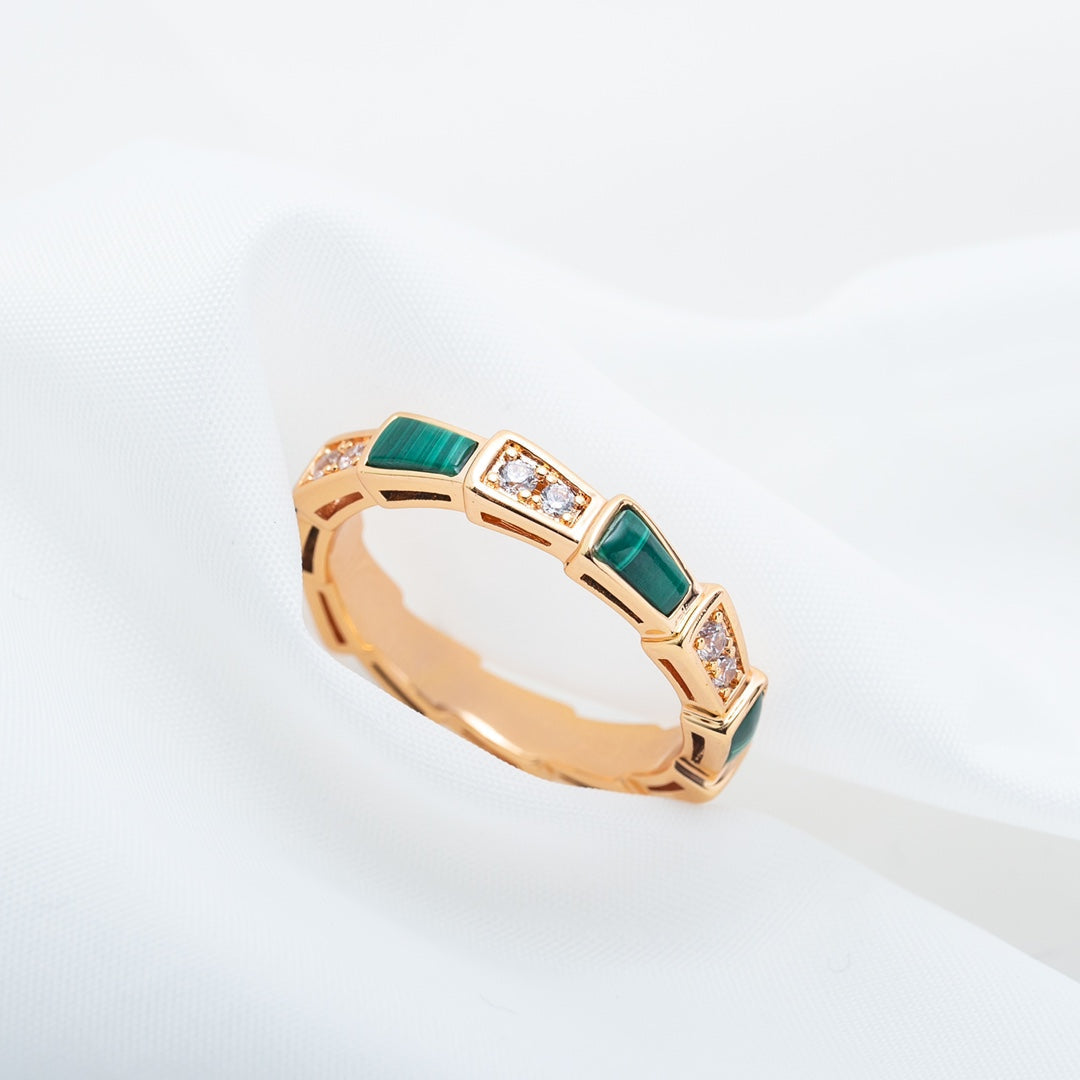 [Love Lucky]SERPENTI RING PINK GOLD MALACHITE DIAMOND 3MM