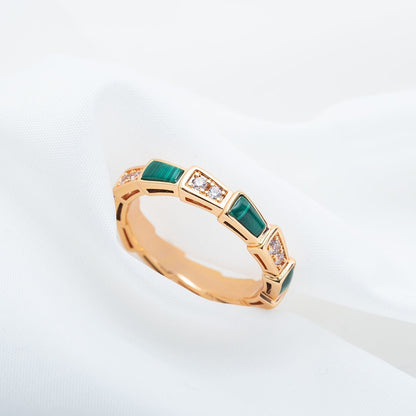 [Love Lucky]SERPENTI RING PINK GOLD MALACHITE DIAMOND 3MM
