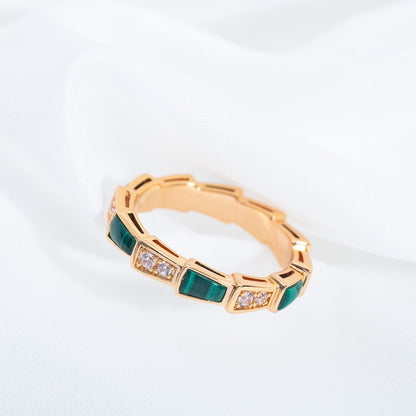 [Love Lucky]SERPENTI RING PINK GOLD MALACHITE DIAMOND 3MM
