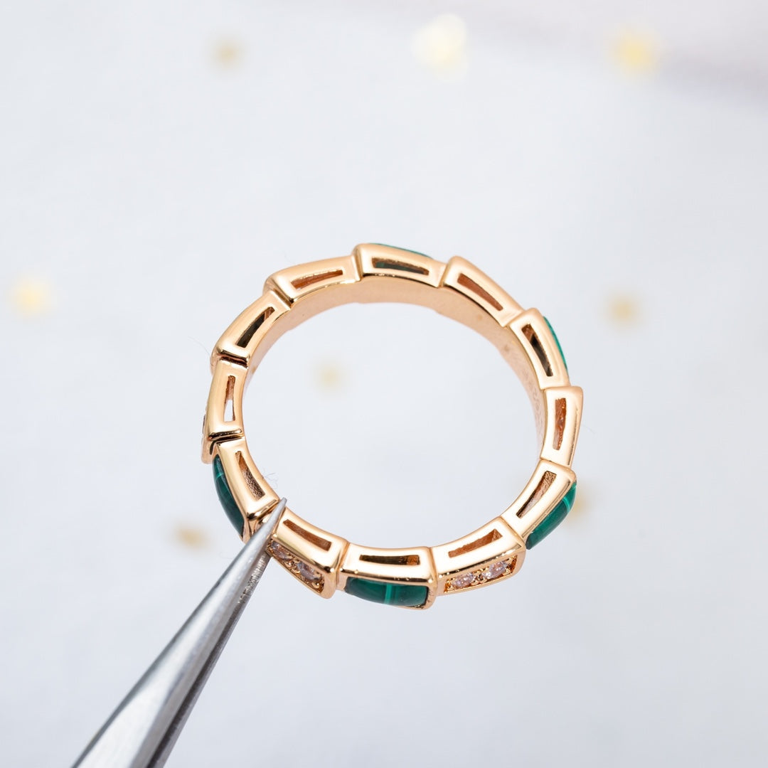 [Love Lucky]SERPENTI RING PINK GOLD MALACHITE DIAMOND 3MM
