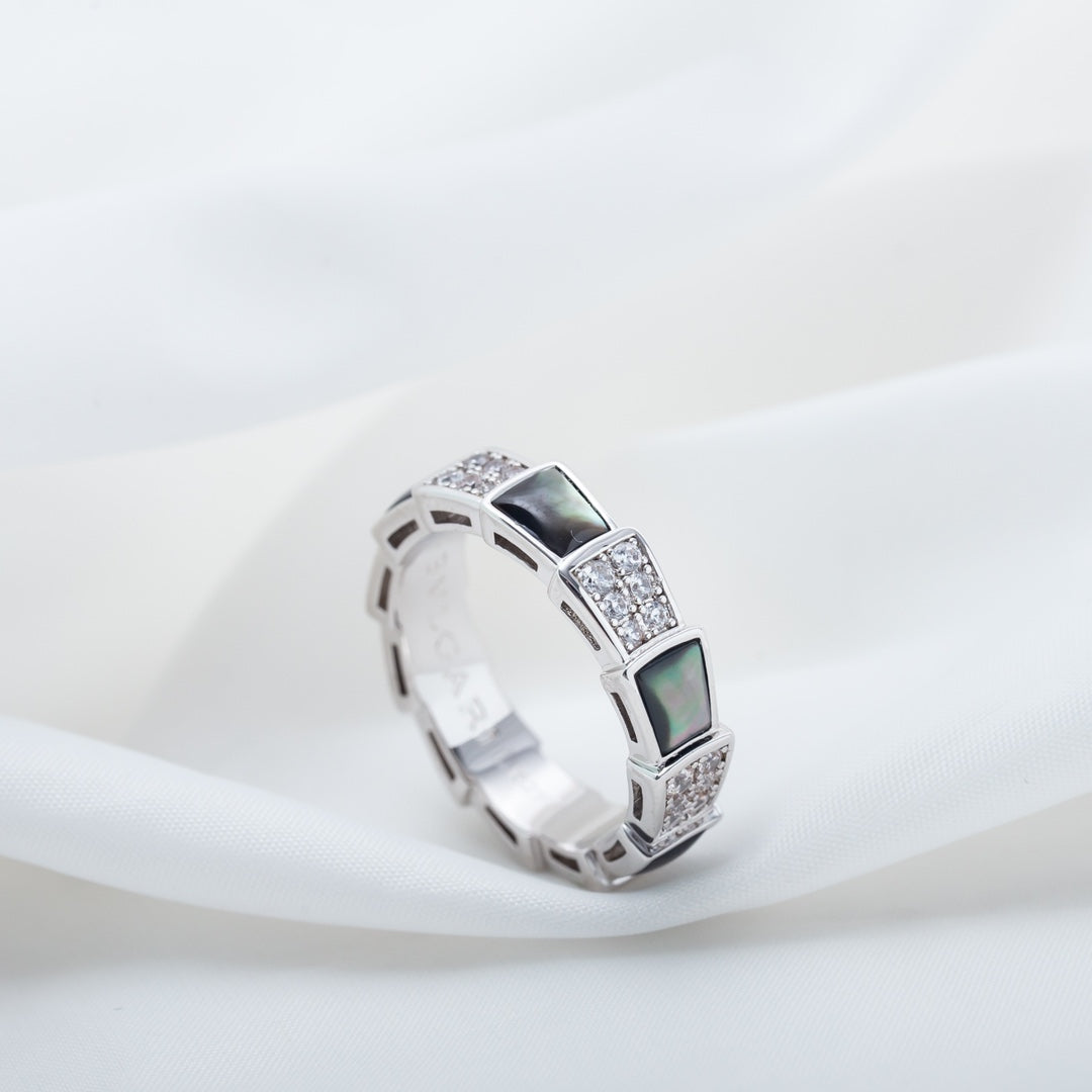 [Love Lucky]SERPENTI RING SILVER DIAMOND BLACK MOP 4MM