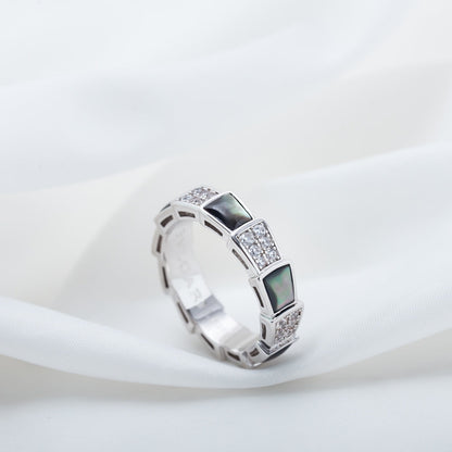 [Love Lucky]SERPENTI RING SILVER DIAMOND BLACK MOP 4MM